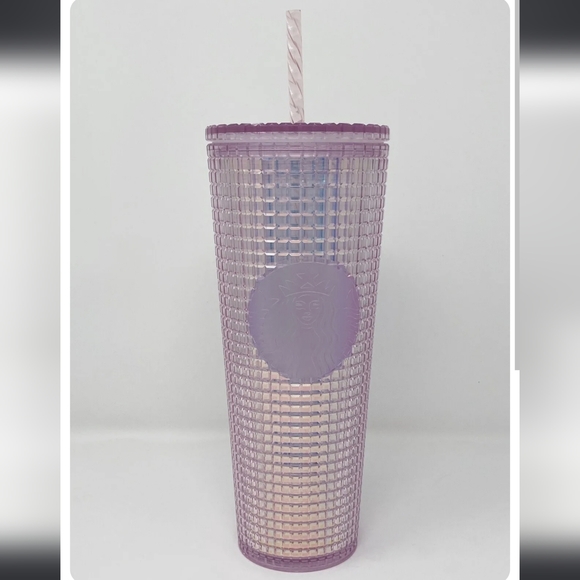 STARBUCKS SET Holiday Disco Iridescent Sakura Pink Plum Cold Tumblers SET of 2 - Picture 5 of 6